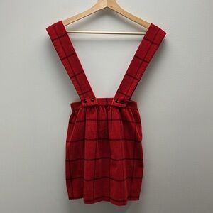 Vintage Pinafore Dress Corduroy Red Black Windowpane Girls Jumper Unique Classic